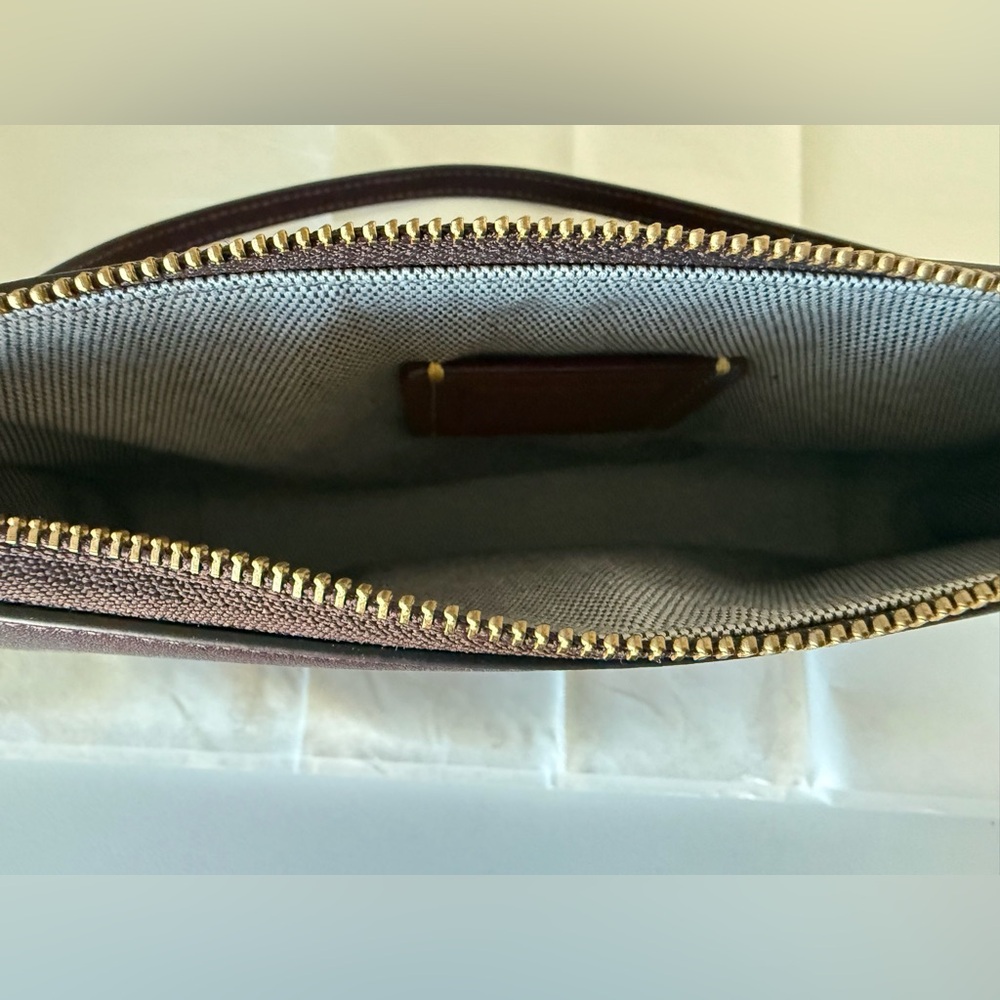 Coach Plum Leather Wristlet Clutch with Gold Hardware - Picture 9 of 15
